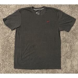 Old Nike Dark Gray Logo Jersey Men's T-Shirt L Crew Neck Short Sleeve